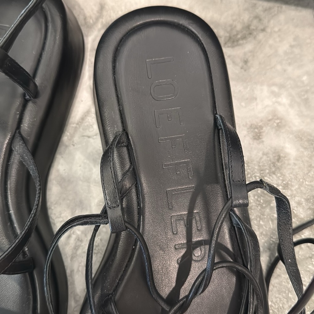Loeffler Randall Black Strappy Ankle Women's Sandals - Picture 3 of 7